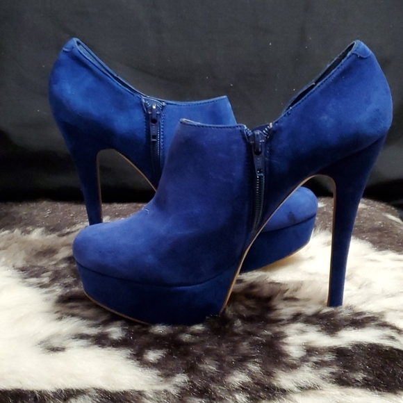 Aldo Blue Suede Platform Bootie - Picture 2 of 5
